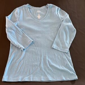 St. John's Bay Blue 3/4 Sleeve V-Neck Tee